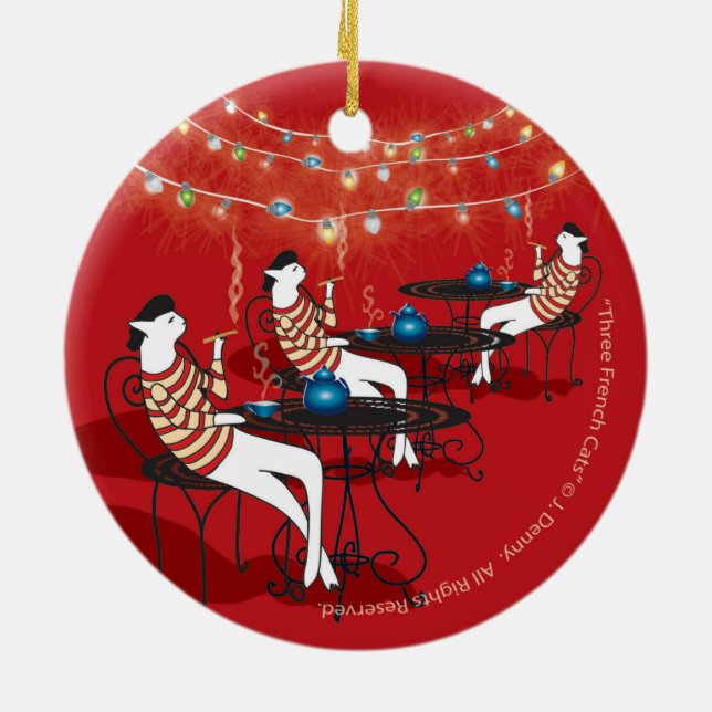 Décoration En Céramique Trois Chats Français... double face (Dos)