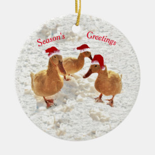 Décoration En Céramique Trois Jolly Père Noël Canards Dans L'Ornement De N