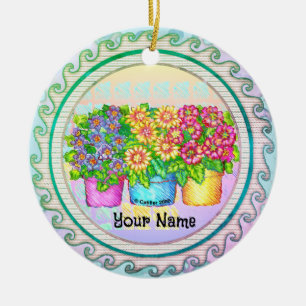 Décoration En Céramique Trois Vases Fleurs