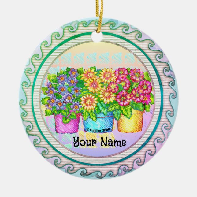 Décoration En Céramique Trois Vases Fleurs (Devant)