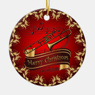 Décoration En Céramique Trombone ~ Musical Scroll ~ Merry Christmas ~ * ~