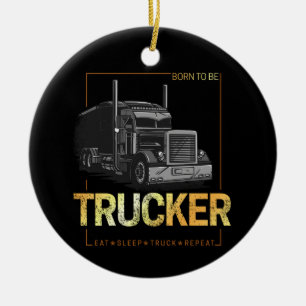 Décoration En Céramique Trucker Né Pour Être Conducteur Rétro Camion Vinta