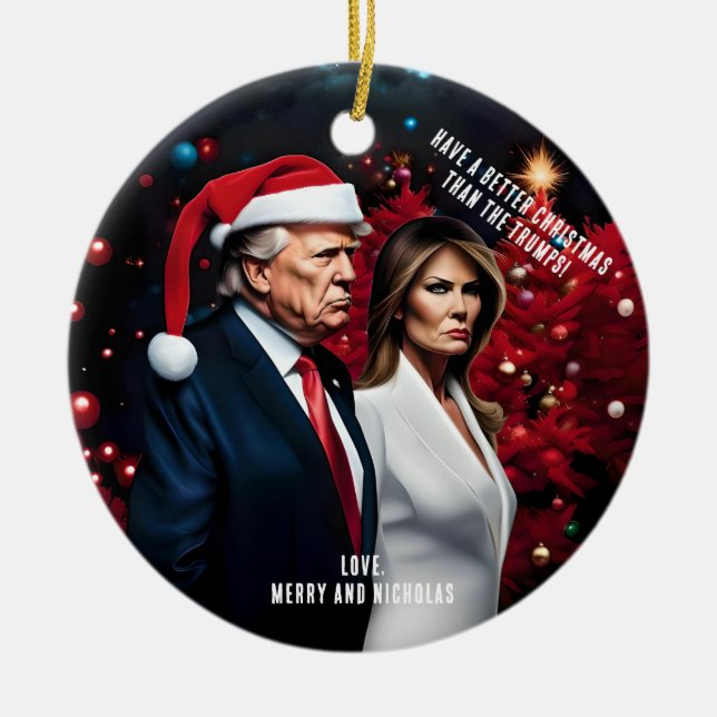 Décoration En Céramique Trump et Melania Mauvais Noël (Devant)