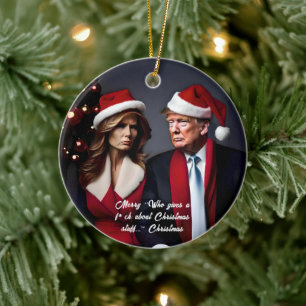 Décoration En Céramique Trump et sa femme "qui donne un F*ck" Noël