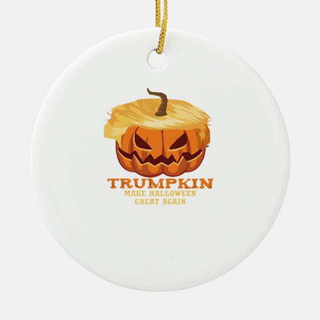 Décoration En Céramique Trumpkin Funny Halloween Citrouille - Costume clas (Devant)