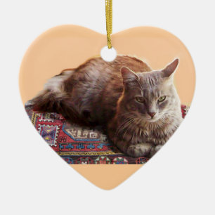 DÉCORATION EN CÉRAMIQUE TURKISH CAT ON THE OLD CARPET