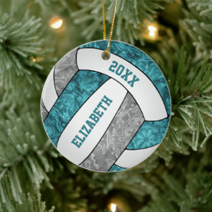 Décoration En Céramique turquoise gris blanc volleyball girly sportive
