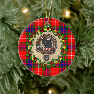 Décoration En Céramique Tweedie Clan Badge & Tartan Noël personnalisé