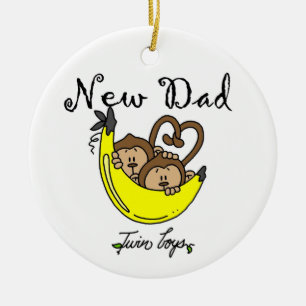 Décoration En Céramique Twin Boys Singes Nouveau Papa Cadeaux