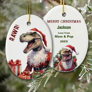 Décoration En Céramique Tyrannosaurus Noël du Père Noël