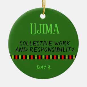 Décoration En Céramique Ujima - Jour 3 vert de Kwanzaa