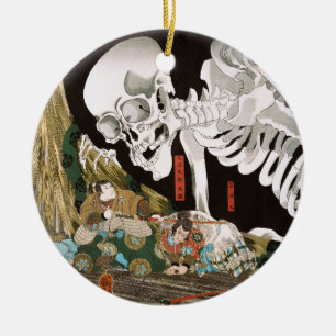 Décoration En Céramique Ukiyo-e vintage : l'art du spectre de squelette de