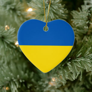 Décoration En Céramique Ukraine drapeau bleu jaune coeur mignon