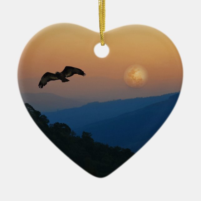Décoration En Céramique Un aigle monte en pleine lune (Devant)