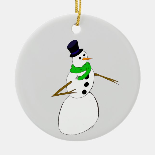 Décoration En Céramique un bonhomme de neige (Devant)