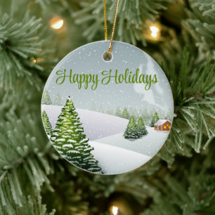 Décoration En Céramique Un jour d'hiver avec de la neige couverte par un s