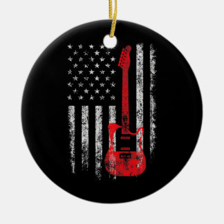 Décoration En Céramique Un musicien américain de la guitare du Drapeau en 