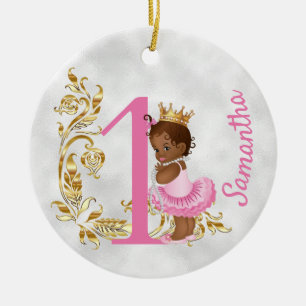 Décoration En Céramique Un premier anniversaire Personnalisé Afro-Américai