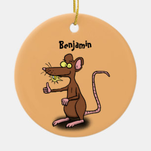Décoration En Céramique Un rat brun mignon pouce vers le haut dessin animé