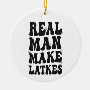 Décoration En Céramique Un vrai homme rend Latkes amusant Super Hanoukka