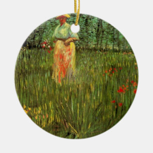 Décoration En Céramique Une femme marchant dans un jardin par Vincent van 
