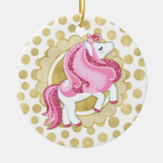 Décoration En Céramique Unicorn Pink Gold Cute Imaginaire