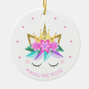Décoration En Céramique Unicorn Princess Cute Girly Parties scintillant pe