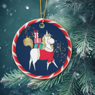 Décoration En Céramique Unicorne blanche apportant des cadeaux