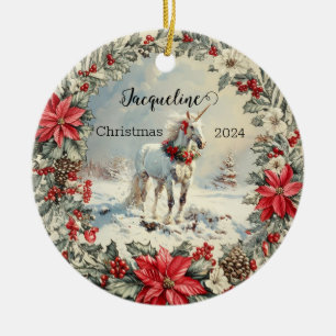 Décoration En Céramique Unicorne de Noël Ornementation personnalisée