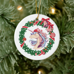 Décoration En Céramique Unicorne magique de Noël