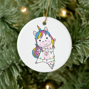 Décoration En Céramique Unicorne Noël Neige hiver Animaux Unicornes Adu
