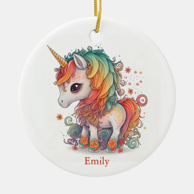 Décoration En Céramique Unicorne Noël personnalisé (Devant)