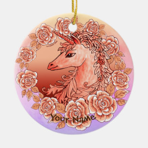 Décoration En Céramique Unicorne Rose vintage