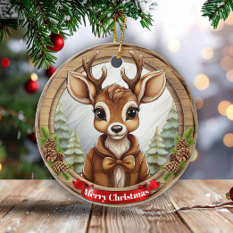 Décoration En Céramique Unisex Hanging Artwork Pinecone Deer Gift Tag 🦌🎄