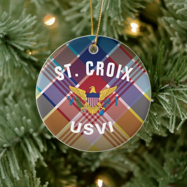Décoration En Céramique US Virgin Islands Flag St. Croix Madras Christmas (Arbre)