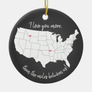 Décoration En Céramique USA Je t'aime plus que les kilomètres entre nous