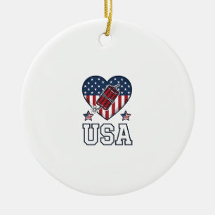 Décoration En Céramique USA Patriotique Cœur de pétard Vintage Vecteur Shi
