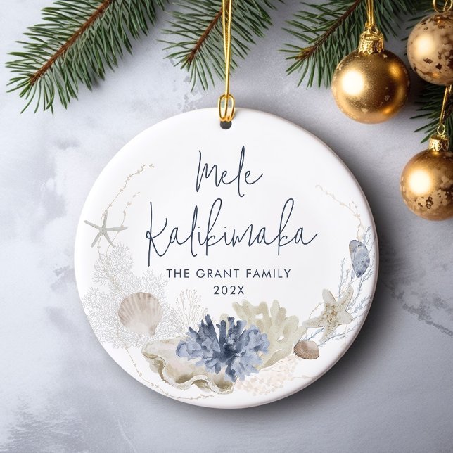 Décoration En Céramique Vacances côtières de Mele Kalikimaka (Mele Kalikimaka Coastal Holiday Ceramic Ornament)