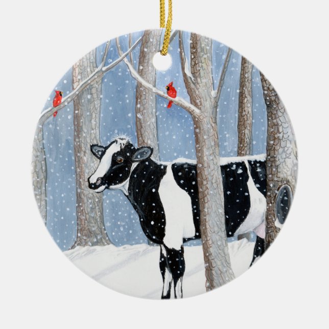 Décoration En Céramique Vache à décembre (Devant)