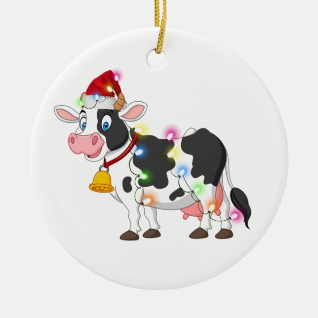 Décoration En Céramique Vache avec Casquette Scaft Noël (Devant)