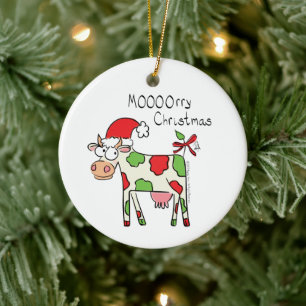 Décoration En Céramique Vache Drôle Caricature Noël