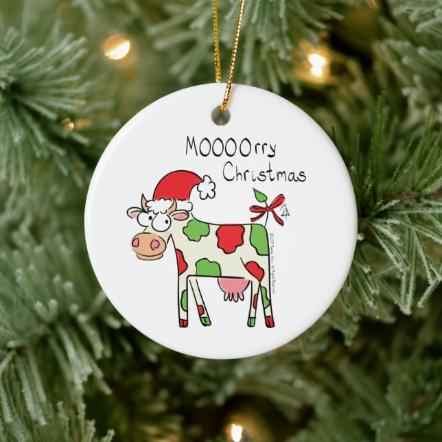Décoration En Céramique Vache Drôle Caricature Noël (Arbre)