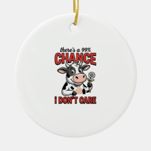 Décoration En Céramique Vache Drôle Chance Je M'en Fiche Vintage