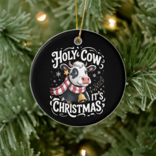 Décoration En Céramique Vache sacrée, c'est Noël, amateur de vaches drôles