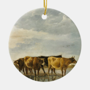 Décoration En Céramique Vaches dans une rivière Aelbert Cuyp