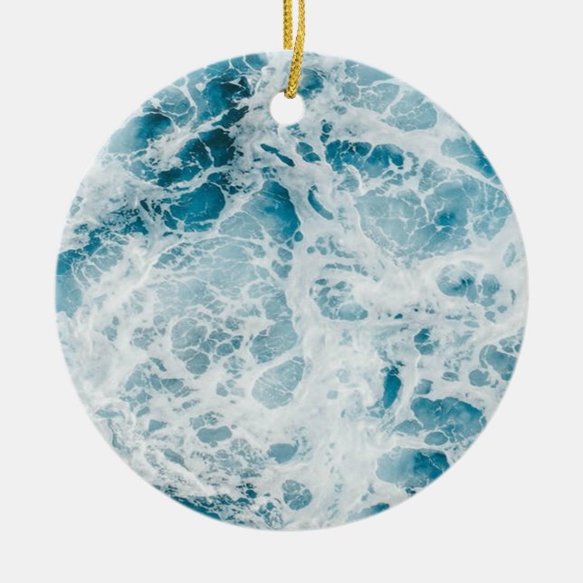 Décoration En Céramique Vague Océan Pacifique Bleu (Devant)