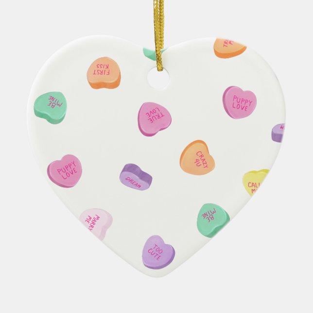 Décoration En Céramique Valentines Day Candy Hearts Motif (Devant)