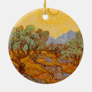 Décoration En Céramique Van Gogh Olive Trees Soleil Jaune Ciel