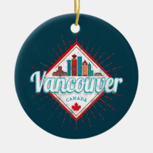 Décoration En Céramique Vancouver Skyline Colombie-Britannique Rétro Canad