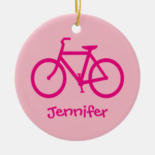 Décoration En Céramique Vélo rose chaud personnalisé